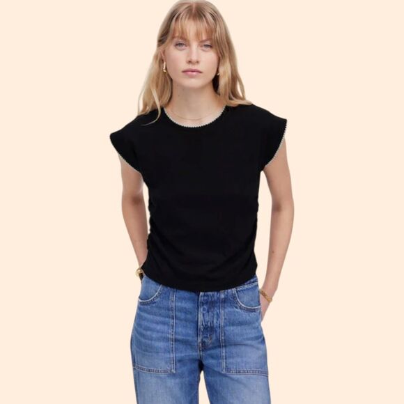 Madewell Side Cinch Muscle Tee Black - Picture 1 of 7